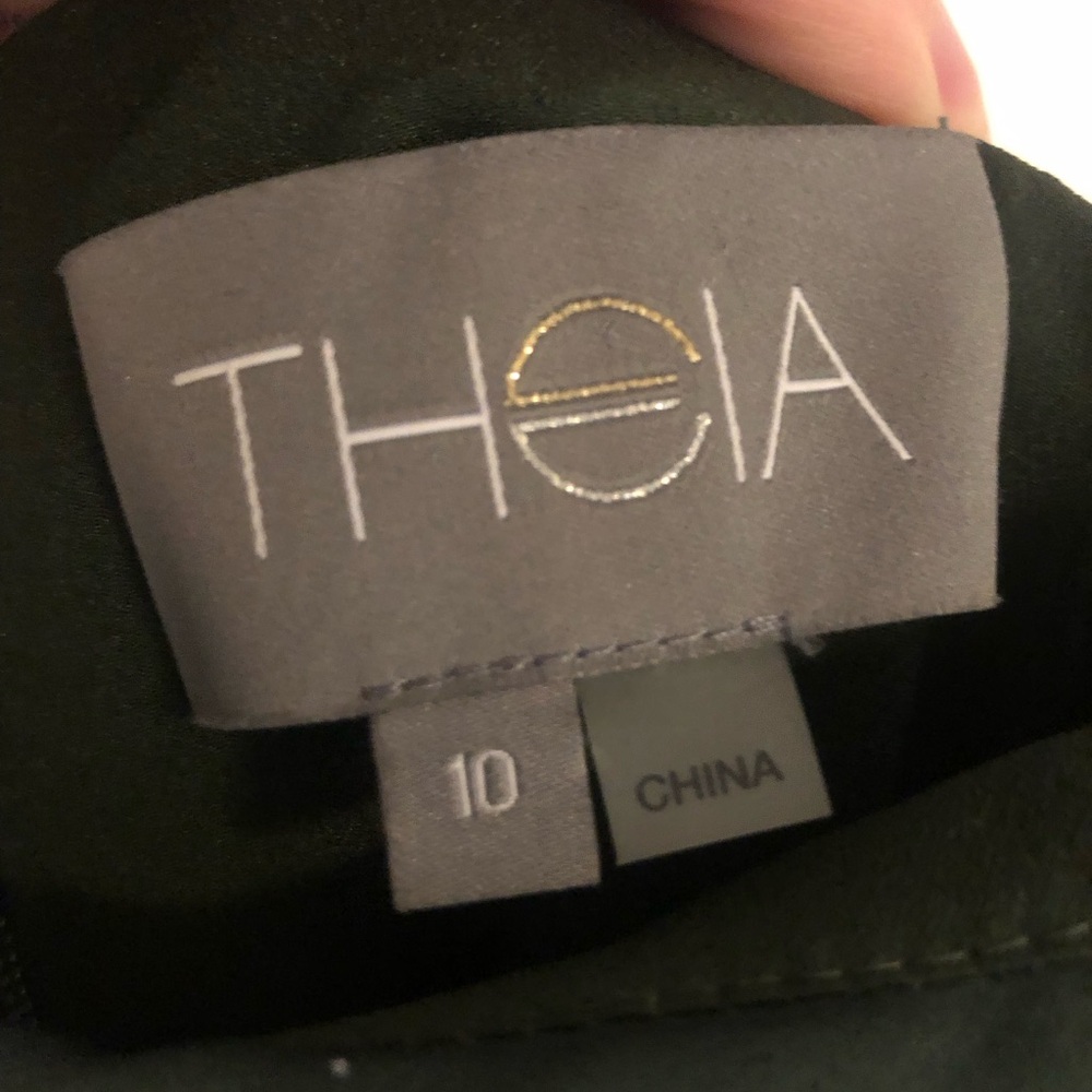 Theia Olive Green One-Shoulder Dress - Picture 4 of 5